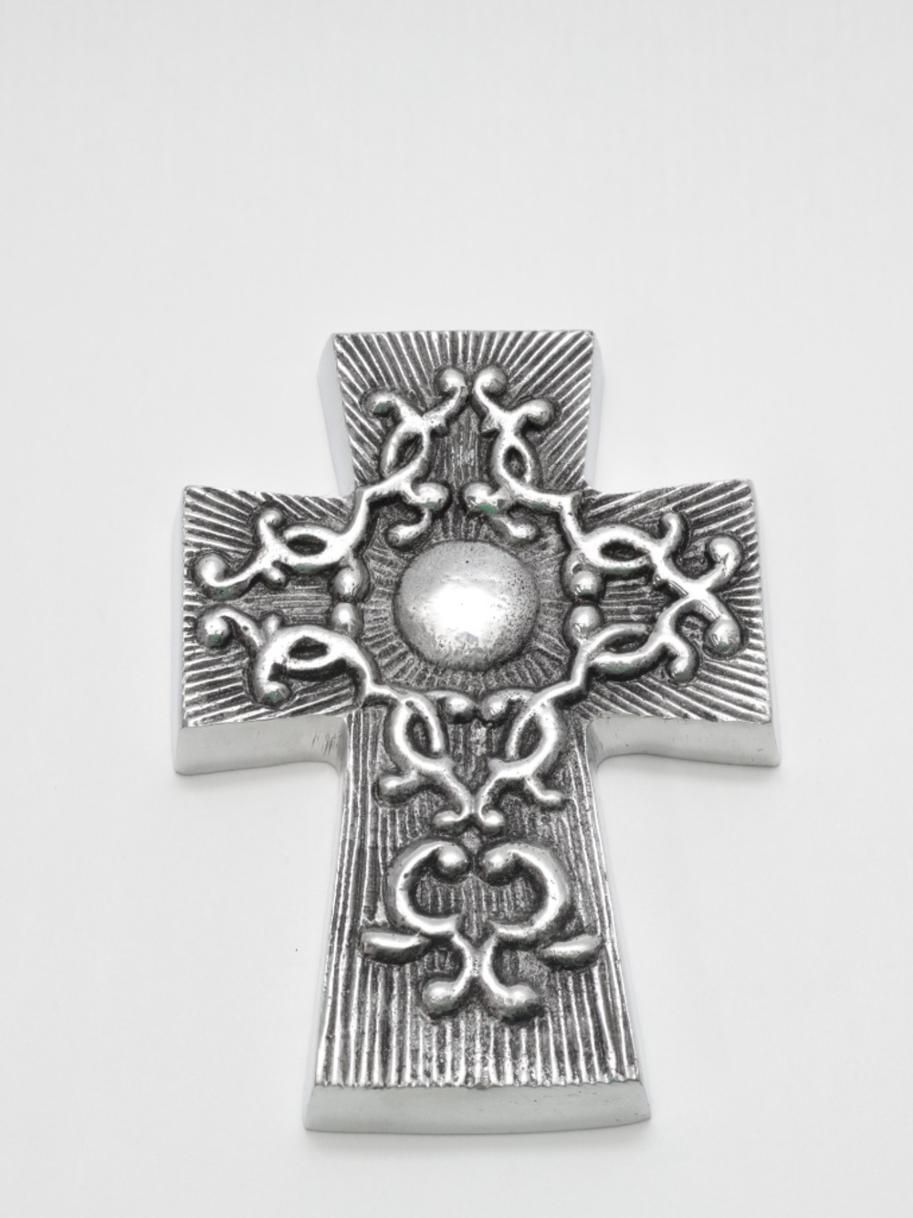 Chistian Cross Handcrafted in INDIA 5"x 3.5" Wall Decor Silver tone